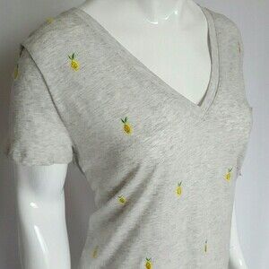 NEW Merona Plus Size Gray Embroidered Lemon Tee